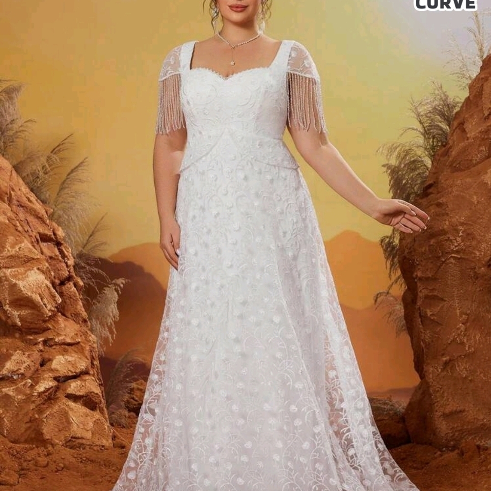 Elegant White Lace Wedding Dress - Picture 4 of 6